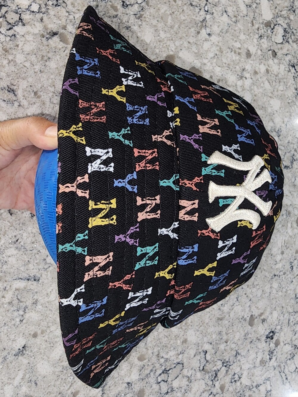 Sports MLB Korea Black Dome Bucket Hat with NY Monogram Rare Unisex Collectable